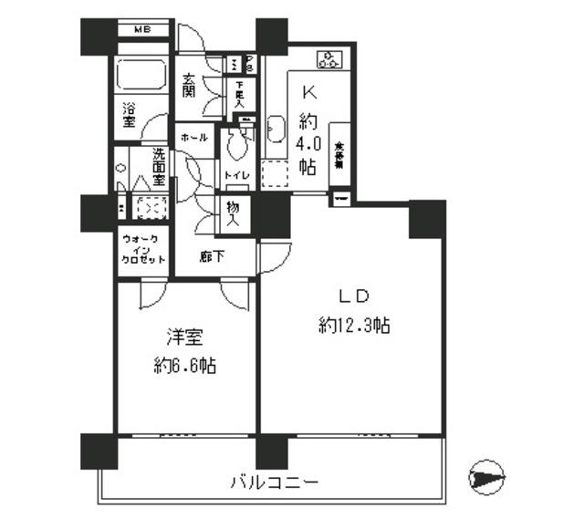 RIVER POINT TOWER(1LDK/9階)の間取り写真