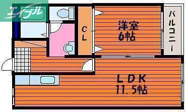 アーバンハウス大供(1LDK/3階)の間取り写真