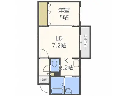 スペランツァ発寒(1LDK/1階)の間取り写真