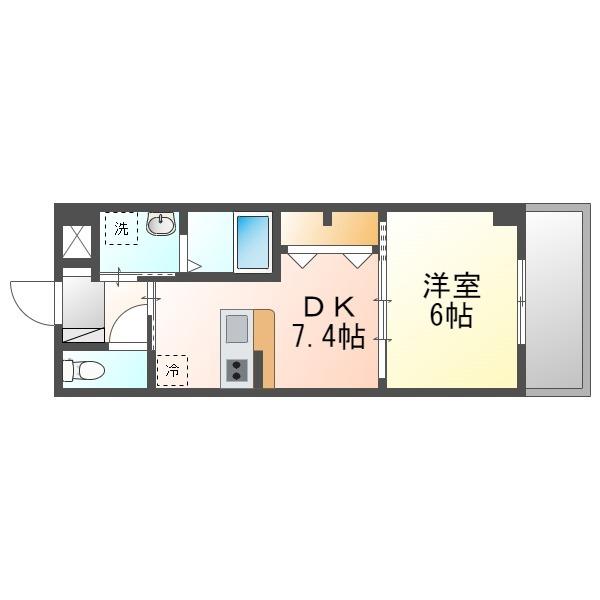 ヴィガラス(1DK/6階)の間取り写真