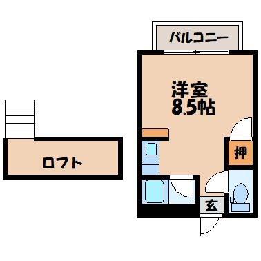 ラヴィエベール(ワンルーム/2階)の間取り写真