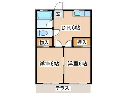チトセハイム(2DK/1階)の間取り写真