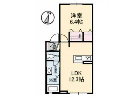 シャーメゾン クレスタ(1LDK/1階)の間取り写真