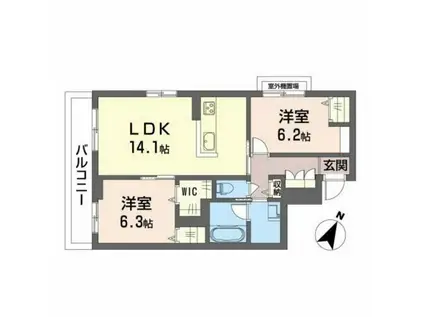 サフィール メゾン(2LDK/3階)の間取り写真