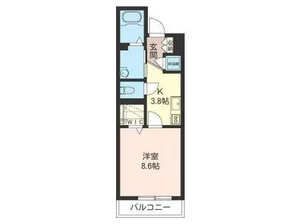 フローラ秋桜(1K/1階)の間取り写真