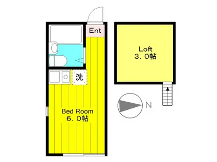 ユナイト生田キッシンジャーの杜(ワンルーム/2階)の間取り写真