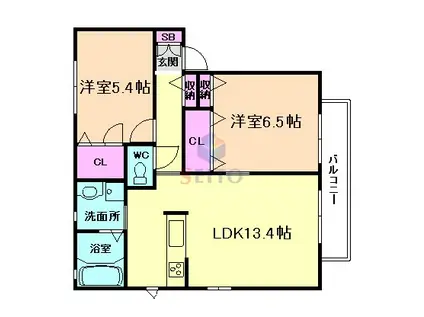 シャーメゾンソレイユ(2LDK/2階)の間取り写真