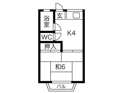 島田橋ハイツ(1K/2階)の間取り写真