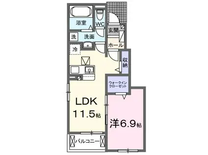 エクシード・ヴィラ津屋崎I(1LDK/1階)の間取り写真