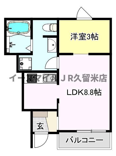 メゾングレイス上津(1LDK/1階)の間取り写真
