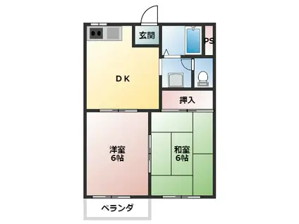 エクセル大峯(2DK/2階)の間取り写真