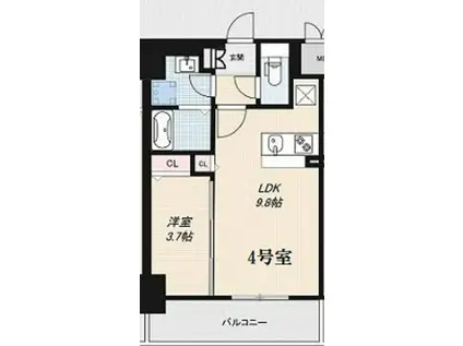 レジデンスH忍町(1LDK/2階)の間取り写真