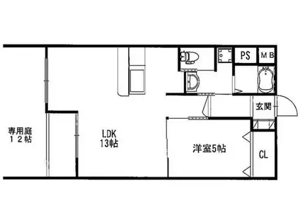 戸坂コーポラス(1LDK/1階)の間取り写真