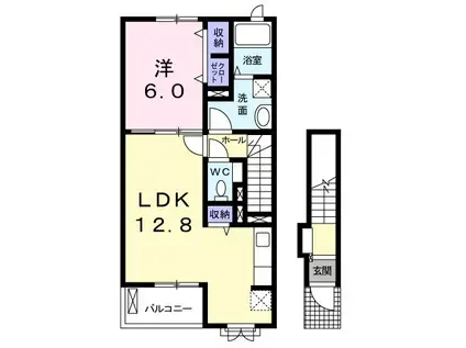 シー・ユアーセ(1LDK/2階)の間取り写真