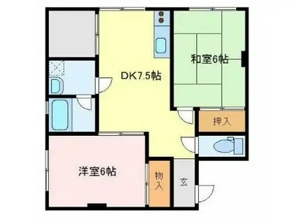 サンヒルズマンション(2DK/3階)の間取り写真