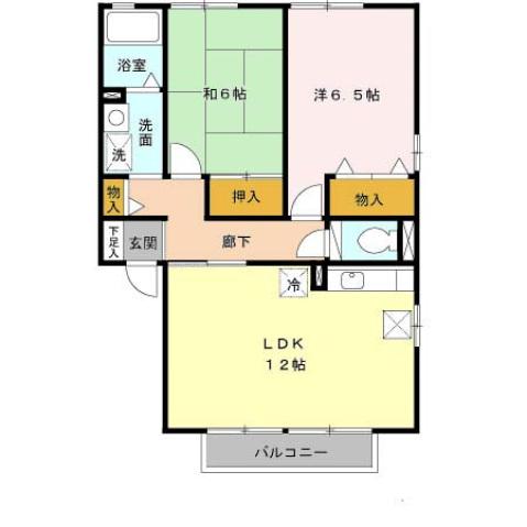 ラフィーネ結崎B棟(2LDK/1階)の間取り写真