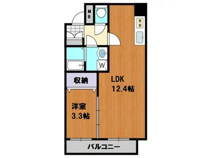 ディープタウンヒルズ(1LDK/3階)の間取り写真
