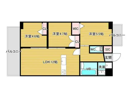 コンダクトレジデンスHIBIKINO(3LDK/2階)の間取り写真