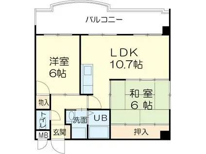 ロイヤルコーポ加古川(2LDK/3階)の間取り写真