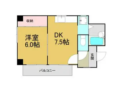 大野木ビラ(1DK/1階)の間取り写真