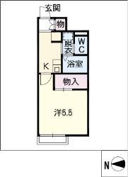 レオネクスト菱池(1K/1階)の間取り写真