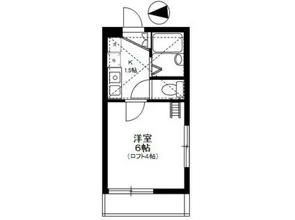 ロバリア古淵(1K/1階)の間取り写真