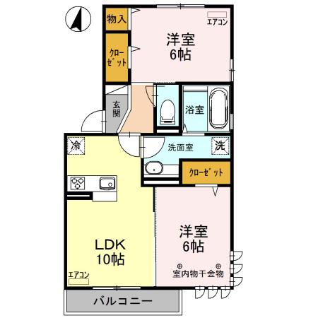 LYS BLANC(2LDK/1階)の間取り写真