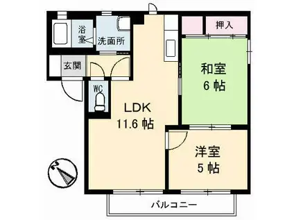 シャーメゾンカメリアA(2LDK/2階)の間取り写真