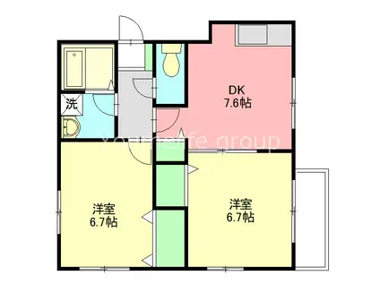 ステラコート(2DK/2階)の間取り写真