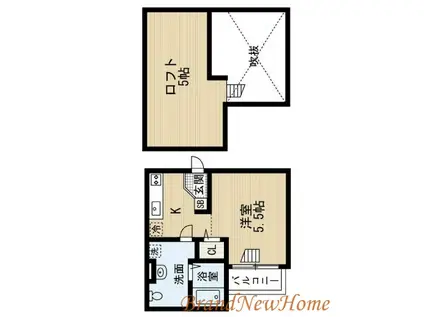 CLOUD鳳(ワンルーム/2階)の間取り写真