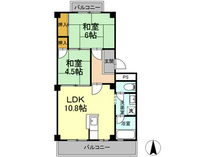 パルコ長和島(2LDK/4階)の間取り写真