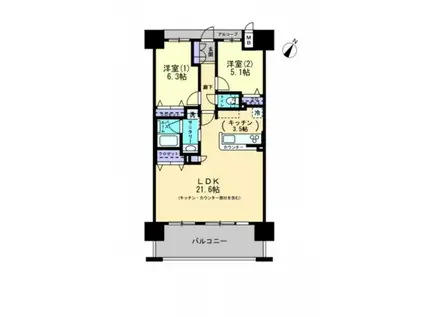 アルファステイツ下松市役所前(2LDK/2階)の間取り写真