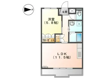 レーベンヒル 2F1LDKP(1LDK/2階)の間取り写真