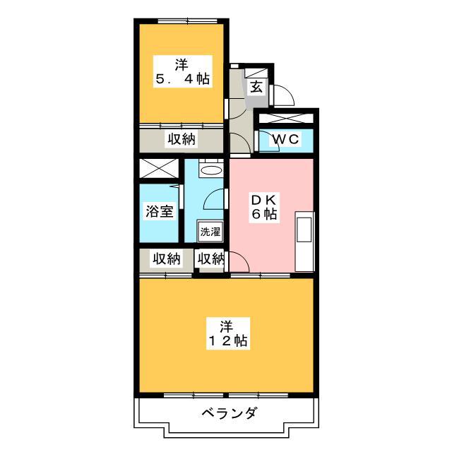ルミエール若森 II(2DK/1階)の間取り写真