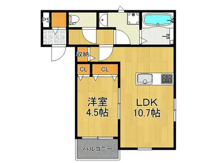 セレーノ鳥栖I(1LDK/1階)の間取り写真