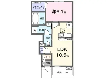 カシオペア(1LDK/1階)の間取り写真