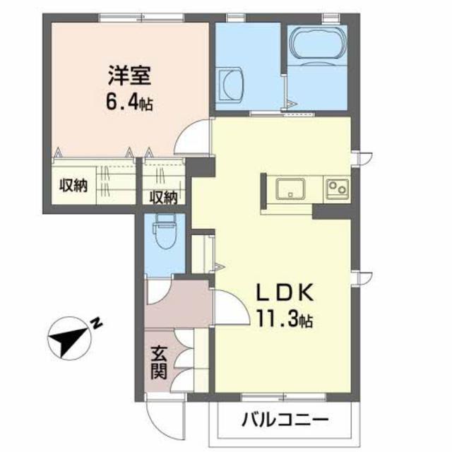 シャーメゾンコトンA(1LDK/1階)の間取り写真