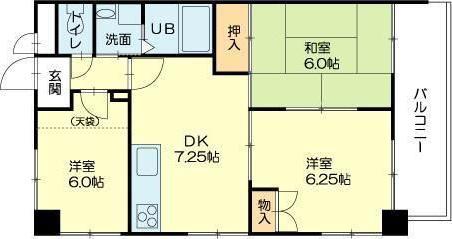 ピアイースト姫路白浜(3DK/2階)の間取り写真