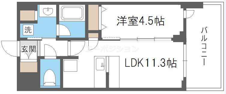 スプランディッド難波キャトル(1LDK/4階)の間取り写真