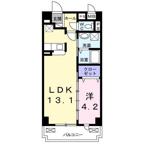 パークサイド宝塚(1LDK/1階)の間取り写真