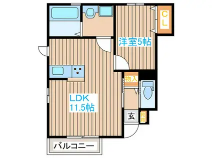 ヴェ・フォーレ(1LDK/1階)の間取り写真