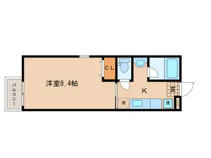 ネオステージ旭ヶ丘(1K/2階)の間取り写真