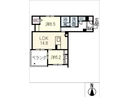 NC STYLE 本山(2LDK/3階)の間取り写真