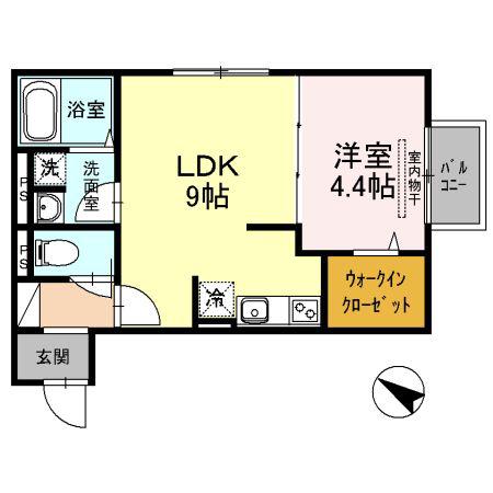 D-HOUSE A棟(1LDK/2階)の間取り写真