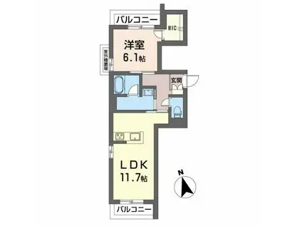 ザイテグラウベン(1LDK/3階)の間取り写真