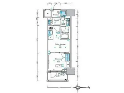 ルフォンプログレ浅草入谷(1DK/4階)の間取り写真