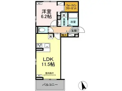 ヴィラH&H(1LDK/3階)の間取り写真