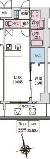 スプランディッドIX(1LDK/2階)の間取り写真