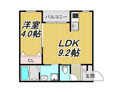 LECOCON四日市VI(1LDK/1階)の間取り写真