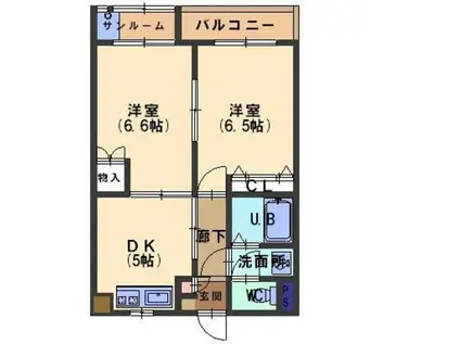 D.プラティーク(2DK/2階)の間取り写真